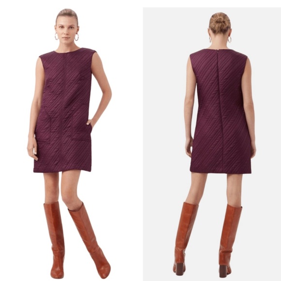 NWT Trina Turk Chandra Quilted Purple Shift Sleeveless Dress Women’s Size 14 - Picture 1 of 6